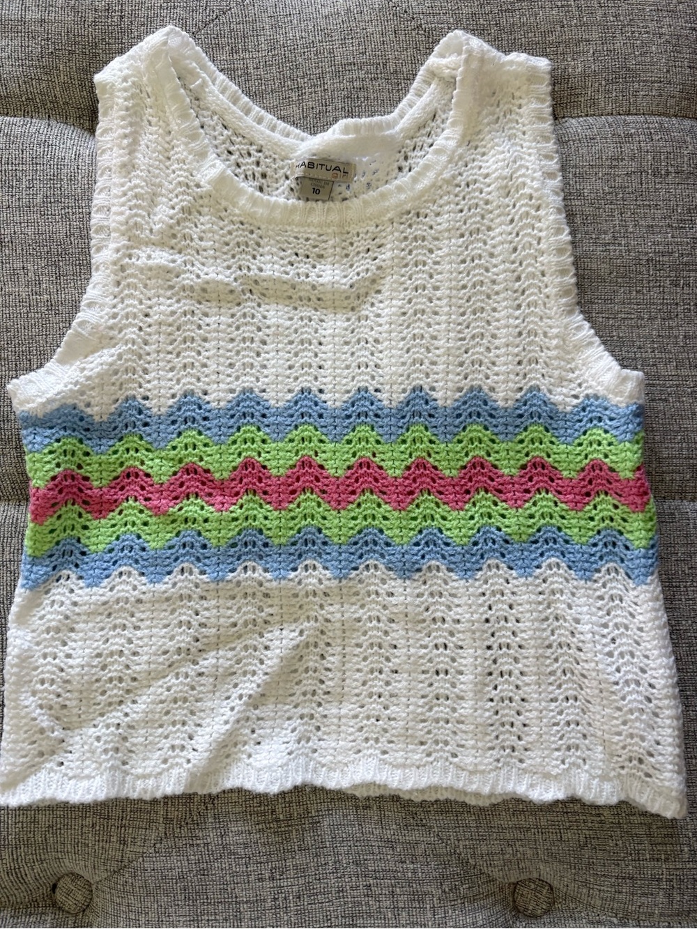 Habitual White Open-Knit Crewneck Tank